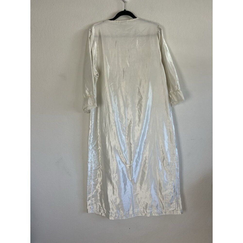 Sophia Morgan Vintage White Satin Nightgown Lace Embroidered Cottagecore Large - Picture 2 of 9